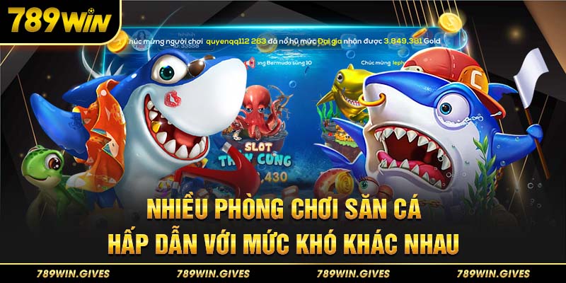 Nhiều phòng chơi săn cá hấp dẫn với mức khó khác nhau